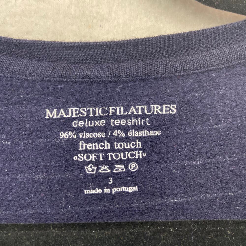 Majestic Filatures Deluxe Teeshirt Stripe Long Sleeve Top Size 3 US Medium - Picture 2 of 7